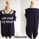 New York City Bitch Women T-Shirt (Navy) FREE SIZE