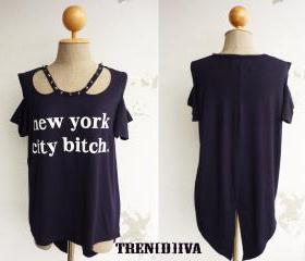 New York City Bitch Women T-Shirt (Navy) FREE SIZE