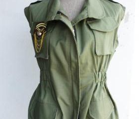 Military Sleeveless Jacket Unisex Free Size (Military Green)